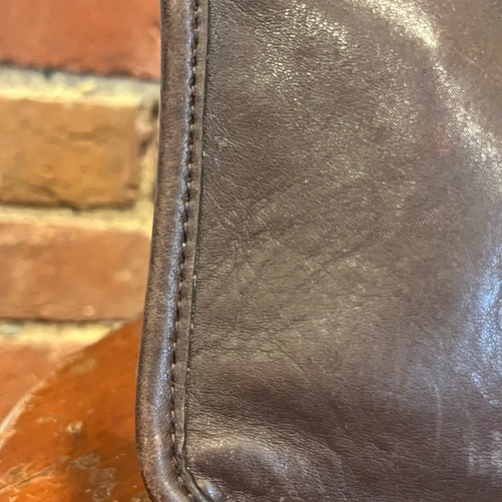 Vintage Coach Chunky Pouch Case Cosmetic Bag Brown Zip USA W/tag & Creed - Picture 11 of 16